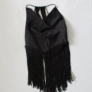Fringe Zara Black Top: Medium